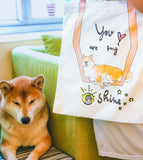 刺繡熟睡黃柴犬帆布托特包My Sunshine Embroidery Canvas Tote Bag Yellow Dog