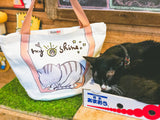 刺繡熟睡灰貓帆布托特包My Sunshine Embroidery Grey Cat Small Canvas Bag