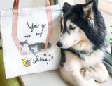 刺繡熟睡黑柴犬帆布托特包My Sunshine Embroidery Canvas Tote Bag Black Dog