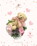 Monoikos 熊仔粉色香皂花擺設 Teddy Bear Pink Soap Flower Display