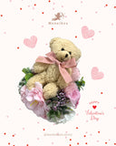 Monoikos 熊仔粉色香皂花擺設 Teddy Bear Pink Soap Flower Display