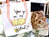刺繡熟睡黃貓帆布托特包My Sunshine Embroidery Canvas Tote Bag Yellow Cat