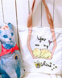 刺繡熟睡黃貓帆布托特包My Sunshine Embroidery Canvas Tote Bag Yellow Cat