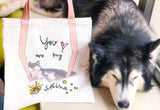 刺繡熟睡黑柴犬帆布托特包My Sunshine Embroidery Canvas Tote Bag Black Dog