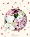 Monoikos 永生玫瑰香皂花熊仔毛巾禮盒 (粉紅色) Pre-served Soap Flower Gift Box with Teddy Bear Towel (Pink)