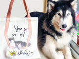 刺繡熟睡黑柴犬帆布托特包My Sunshine Embroidery Canvas Tote Bag Black Dog