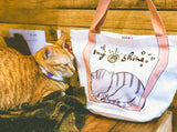 刺繡熟睡灰貓帆布托特包My Sunshine Embroidery Grey Cat Small Canvas Bag